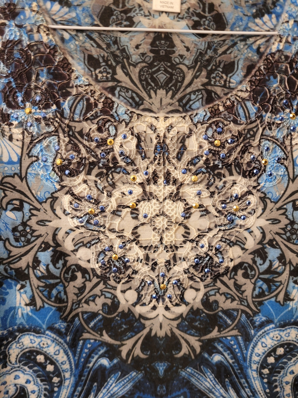 Christopher & Banks Blue, Black &  White Paisley Top Sz. Med - Picture 4 of 10